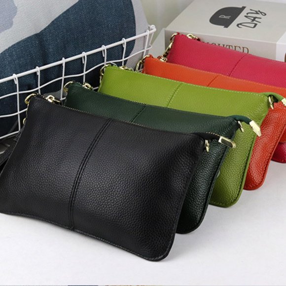 Watermelon Red Leather Crossbody Wristlet Clutch Shoulder Bag Handbag Pu… - Picture 12 of 12